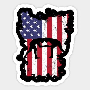 Wrestling USA Flag America 4th Of July Murica Gift Vintage Sticker